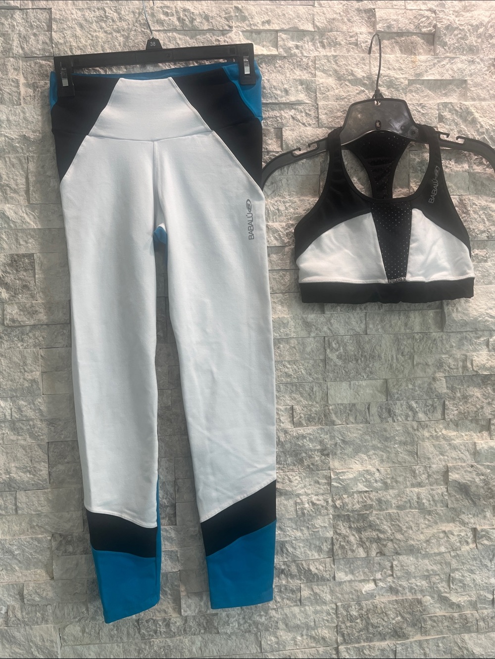 Babalu White, Black & Blue Gym outfit Sz-S